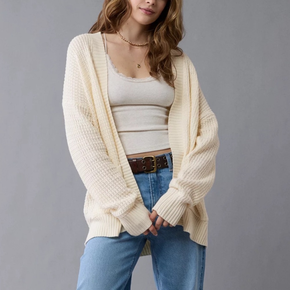 American Eagle Outfitters Cream Chunky Knit Cardigan